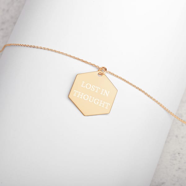 Lost in Thought Engraved Silver Hexagon Necklace - Image 3