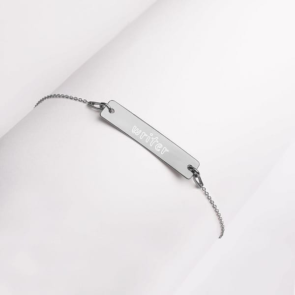 "Writer" Engraved Silver Bar Chain Bracelet - Image 3