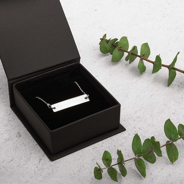 Head Full of Ideas Engraved Silver Bar Chain Necklace