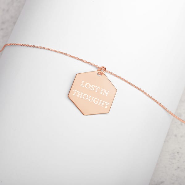 Lost in Thought Engraved Silver Hexagon Necklace - Image 2